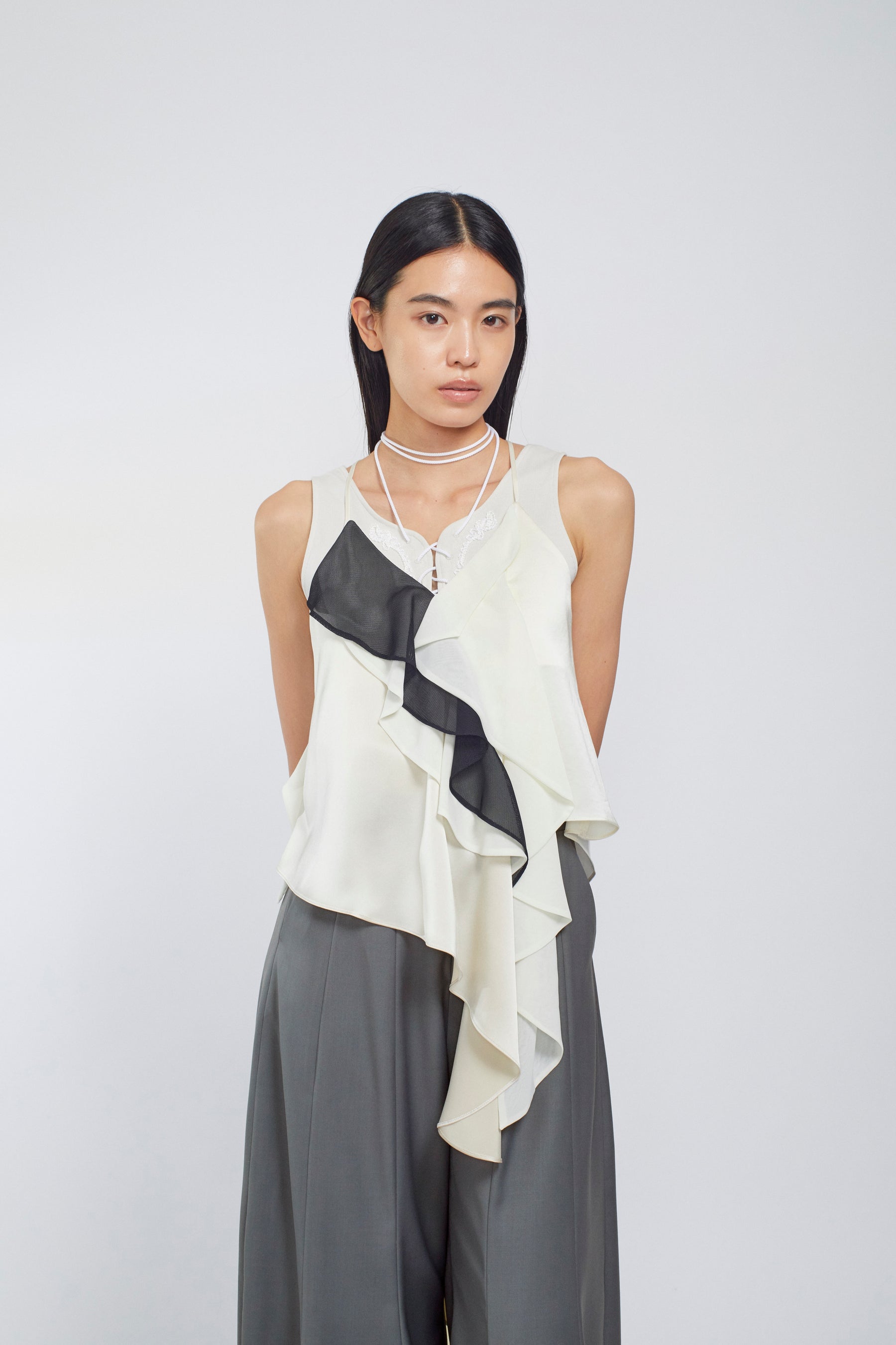 Cascade satin camisole tops (Ivory)