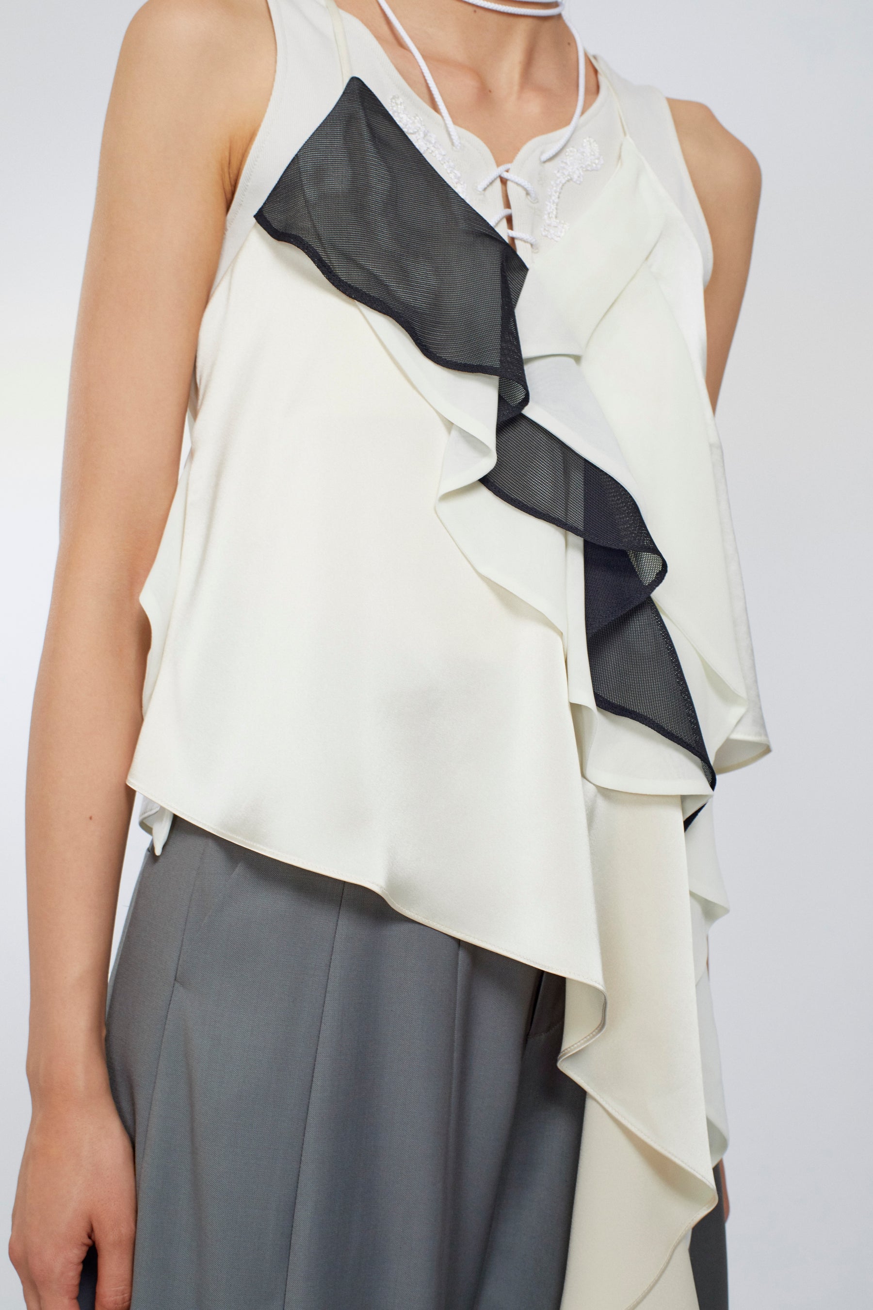 Cascade satin camisole tops (Ivory)