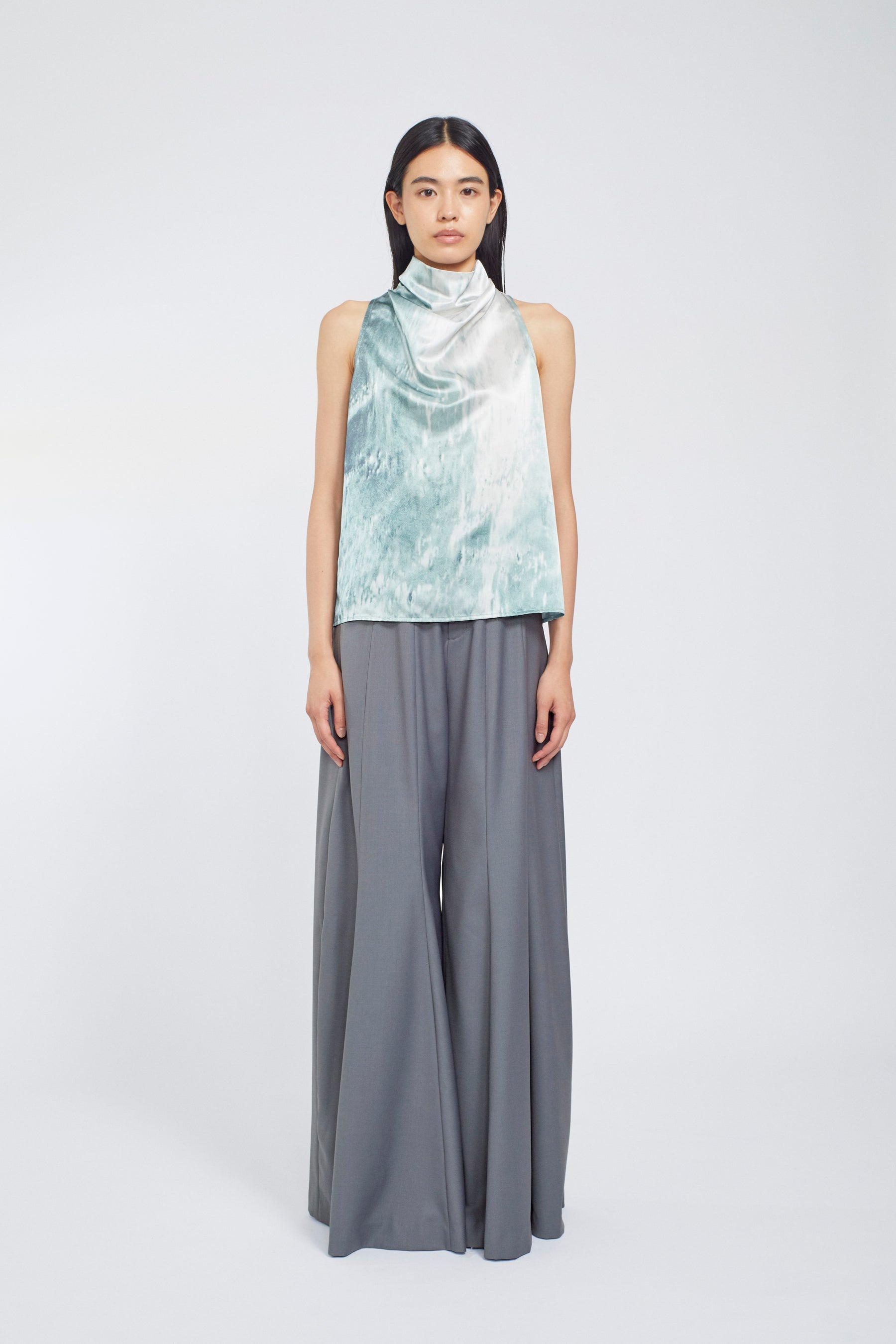 Water mirror print tops (Green)