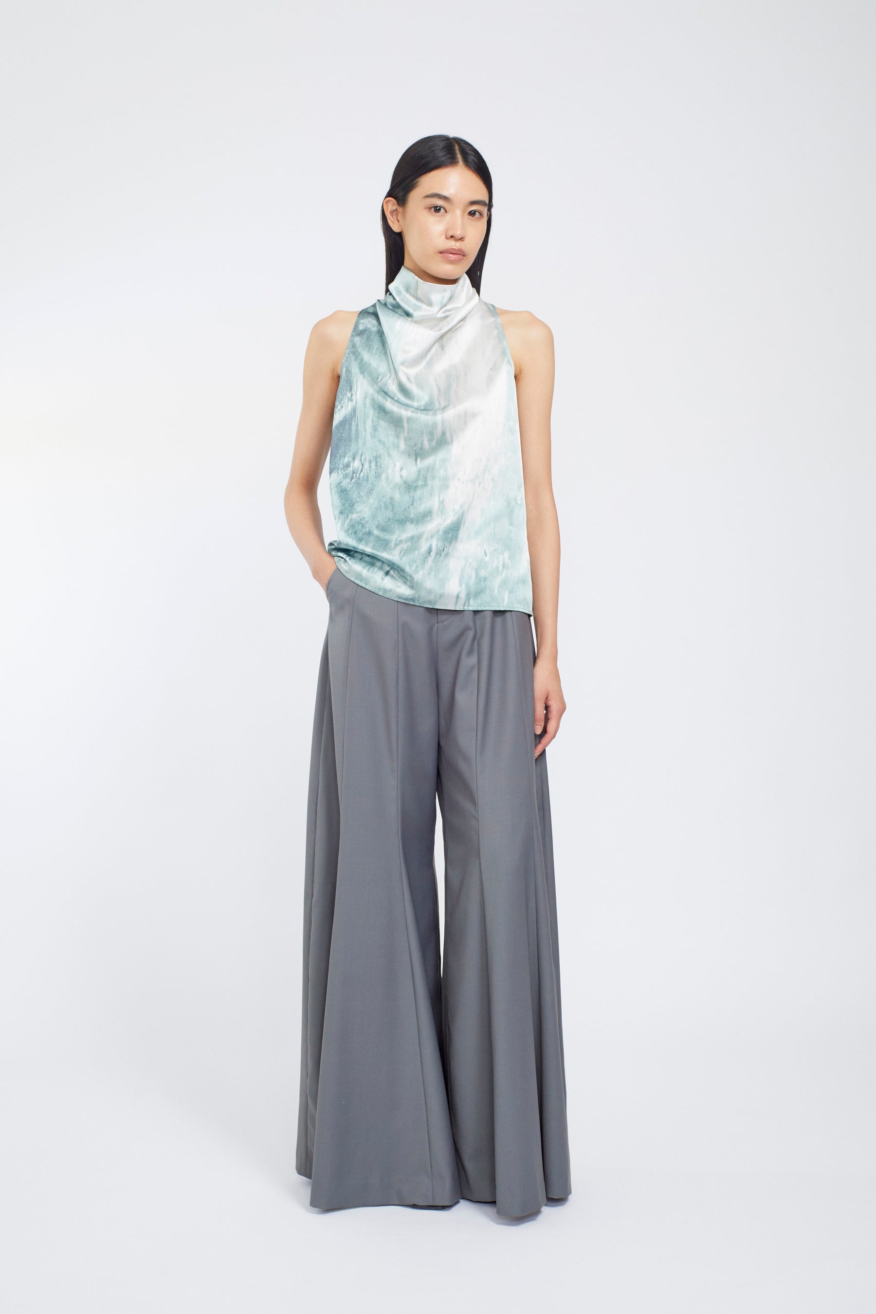 Water mirror print tops (Green)