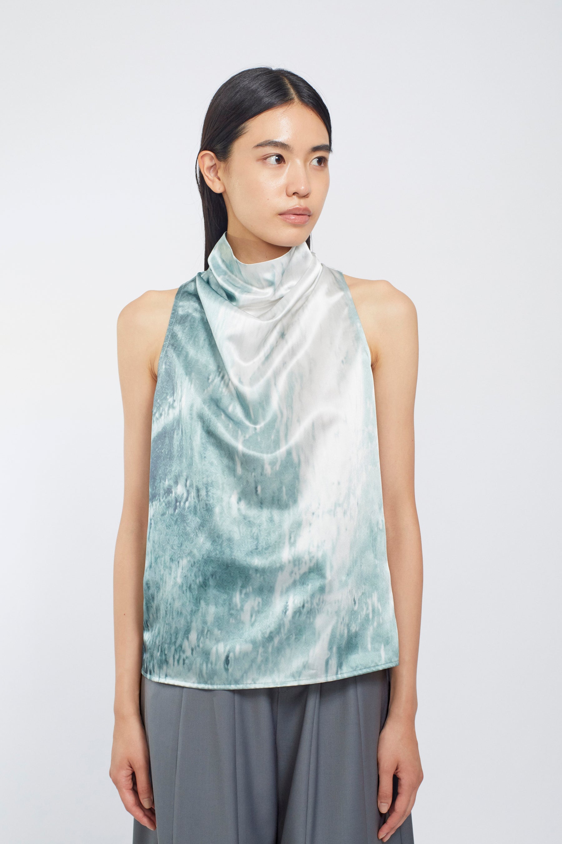 Water mirror print tops (Green)