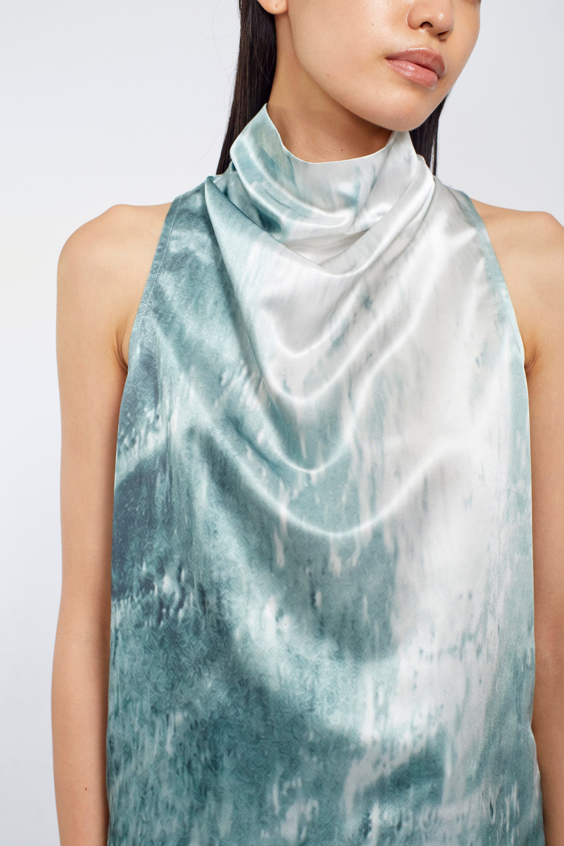 Water mirror print tops (Green)