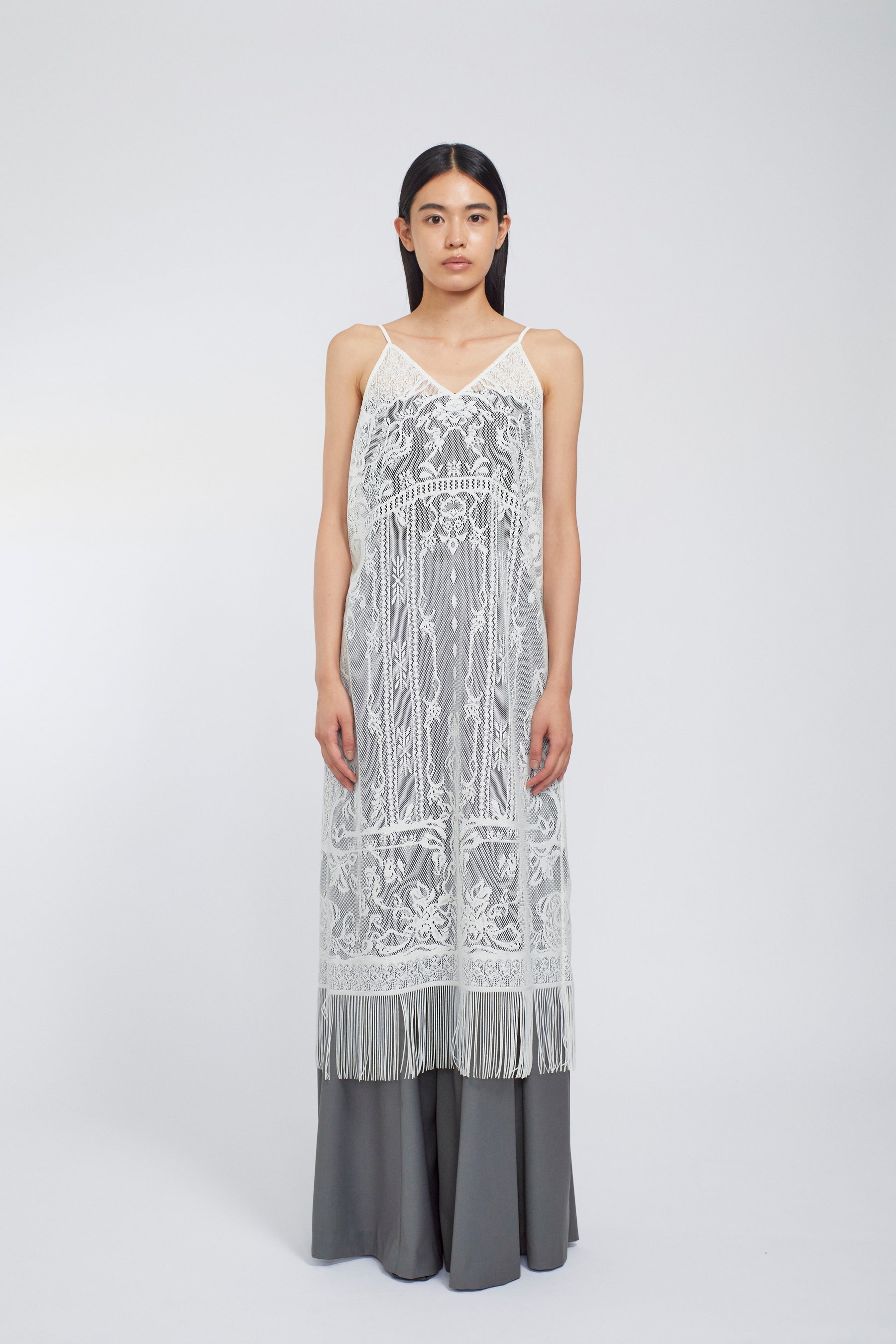 Mirror lace camisole dress (White)