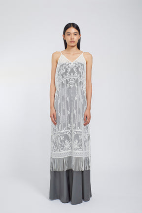Mirror lace camisole dress (White)