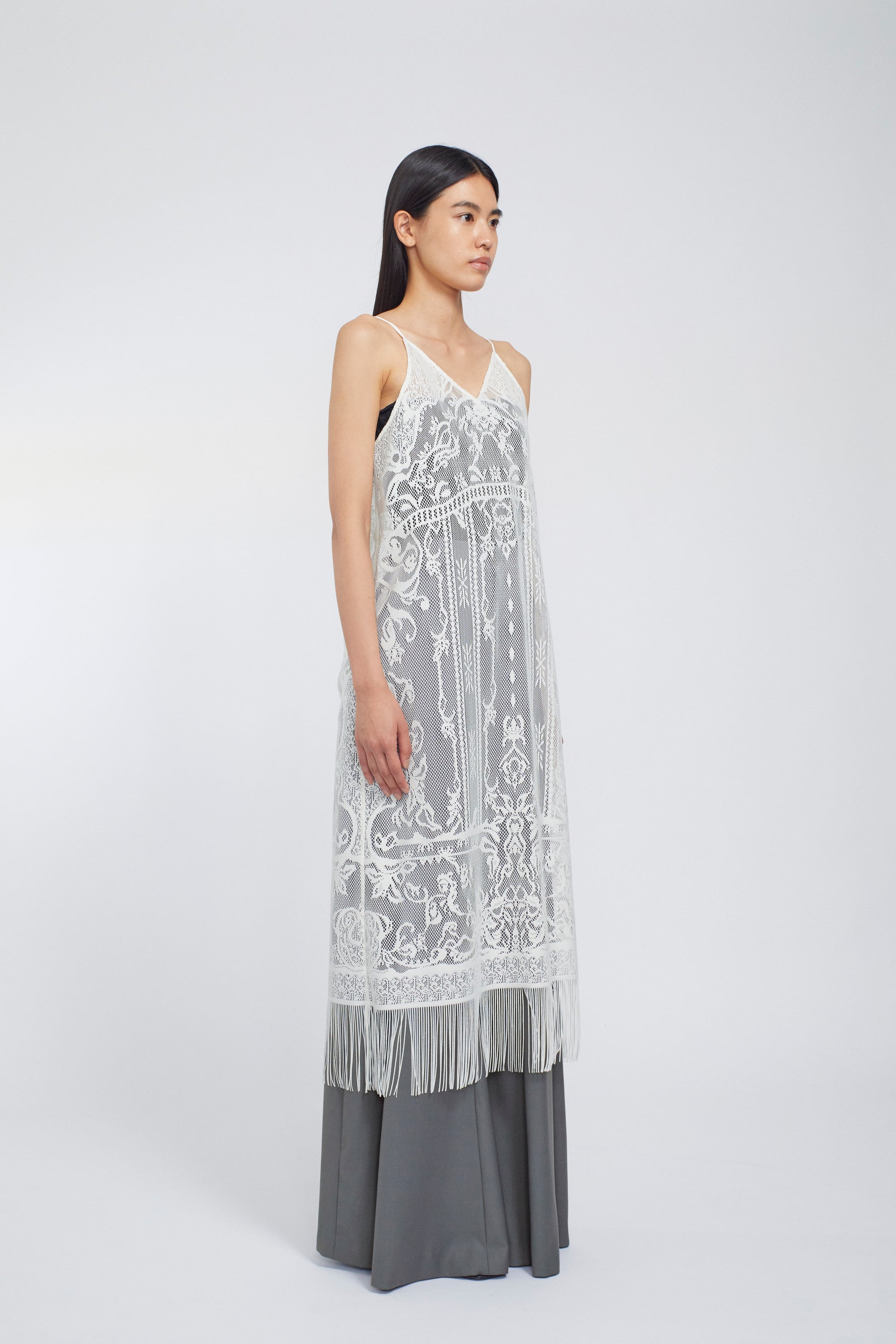 Mirror lace camisole dress (White)