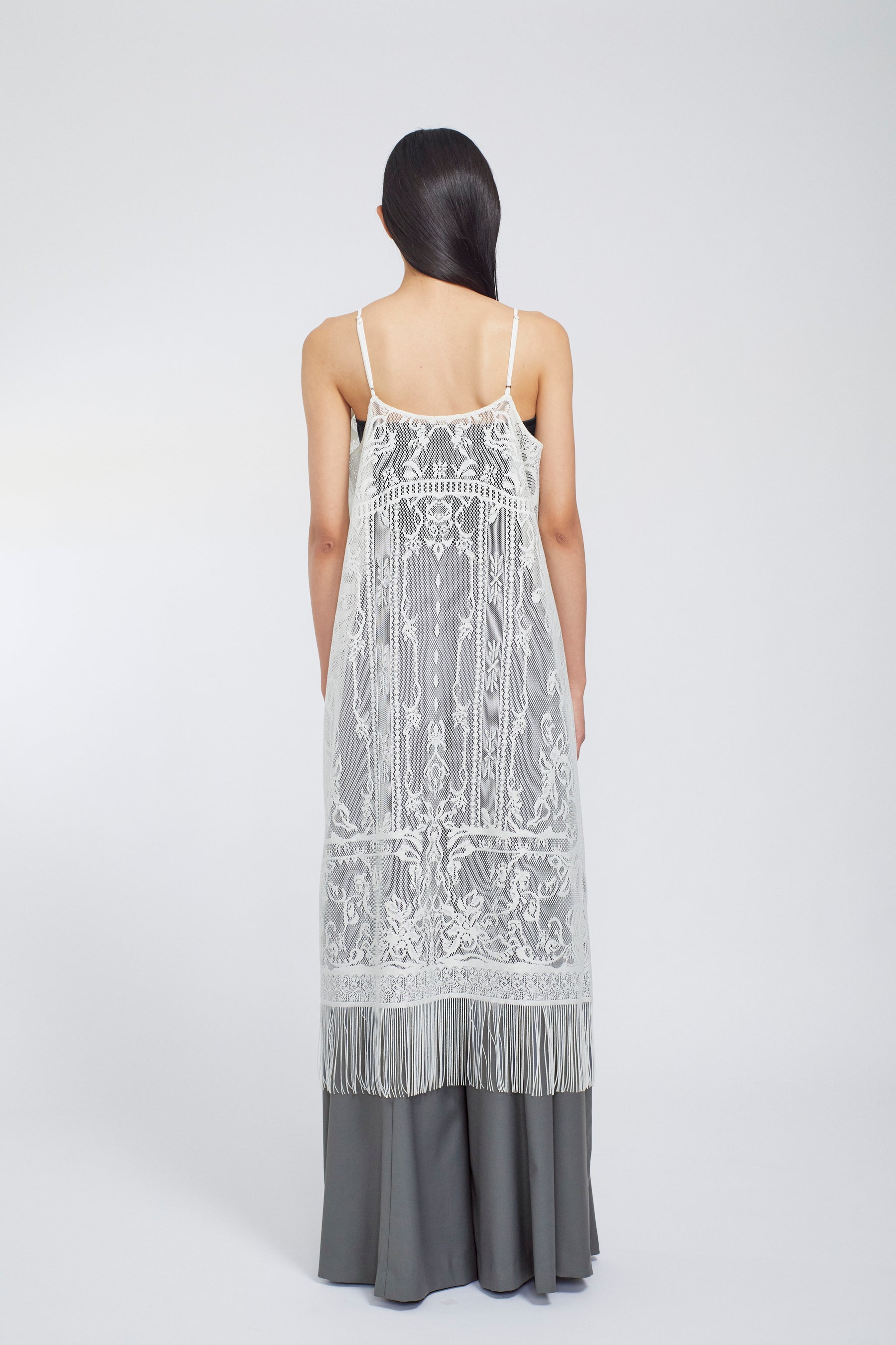 Mirror lace camisole dress (White)