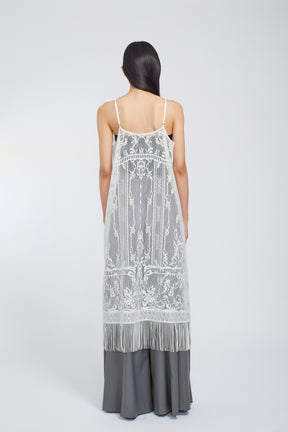 Mirror lace camisole dress (White)