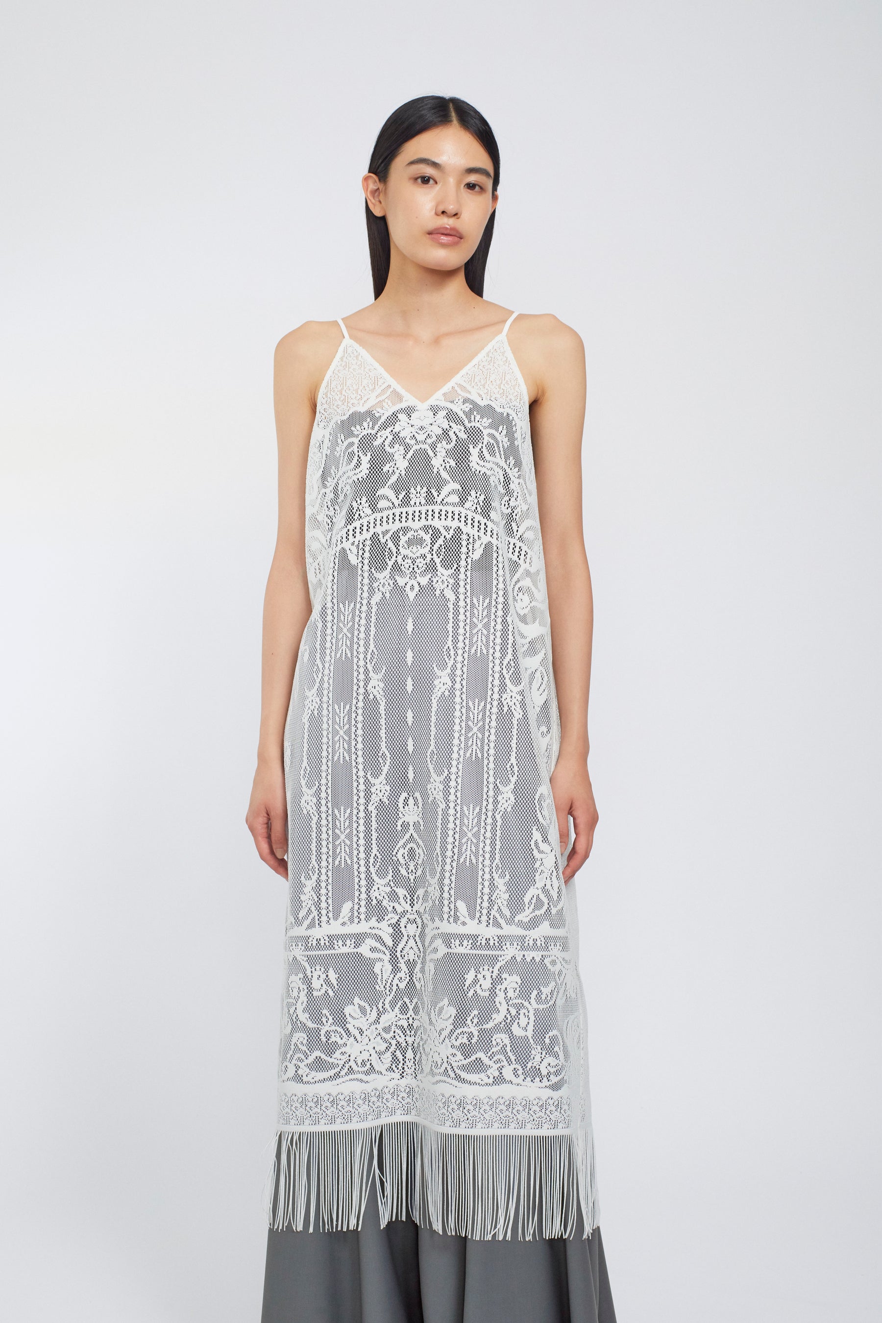 Mirror lace camisole dress (White)