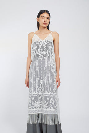 Mirror lace camisole dress (White)