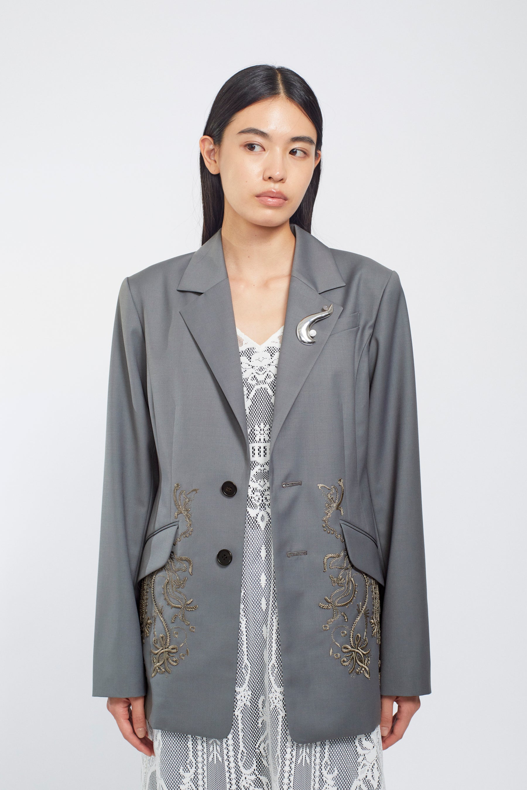 Surfacing embroidered jacket (Gray)