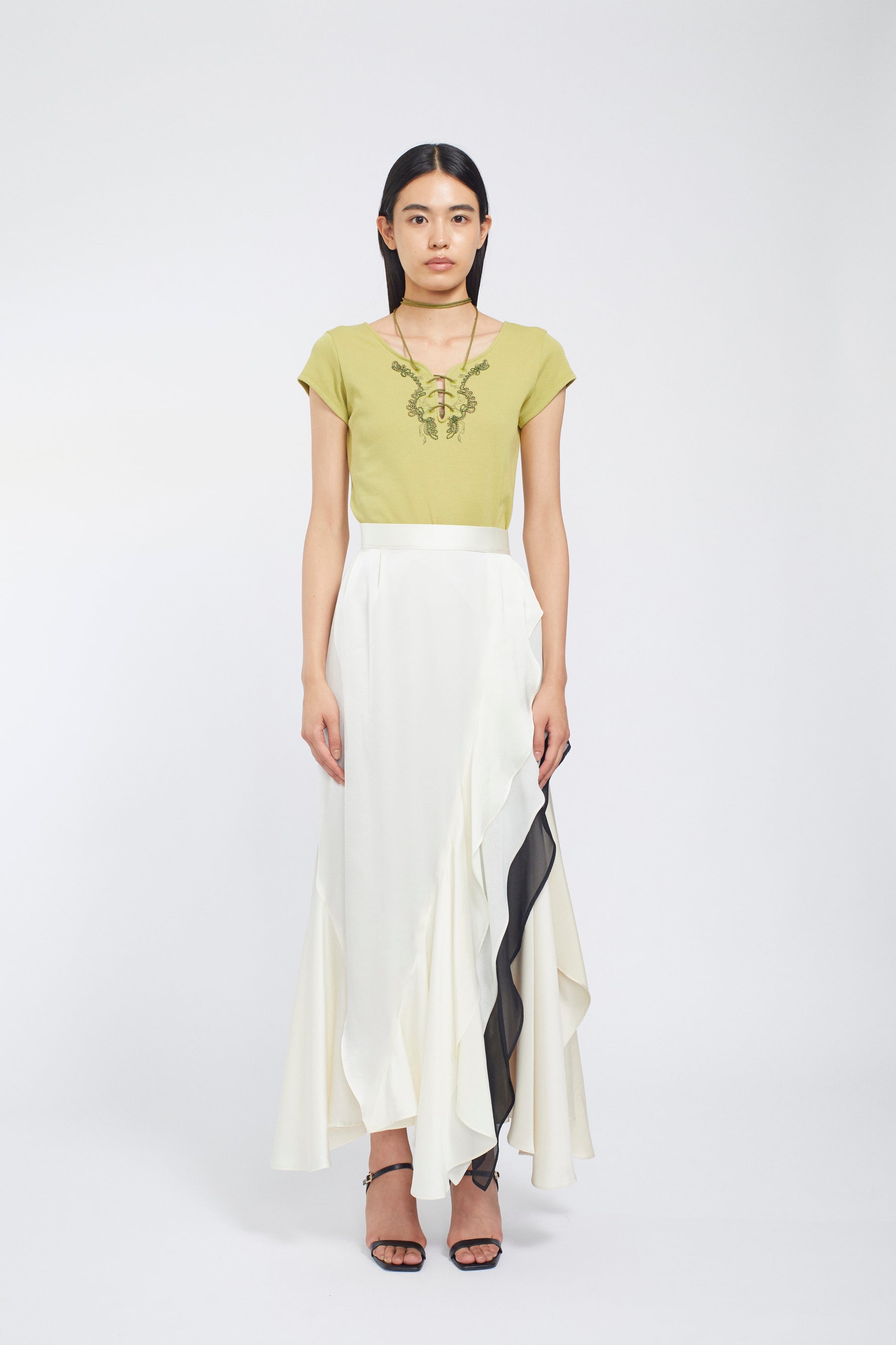 Cascade satin skirt (Ivory)