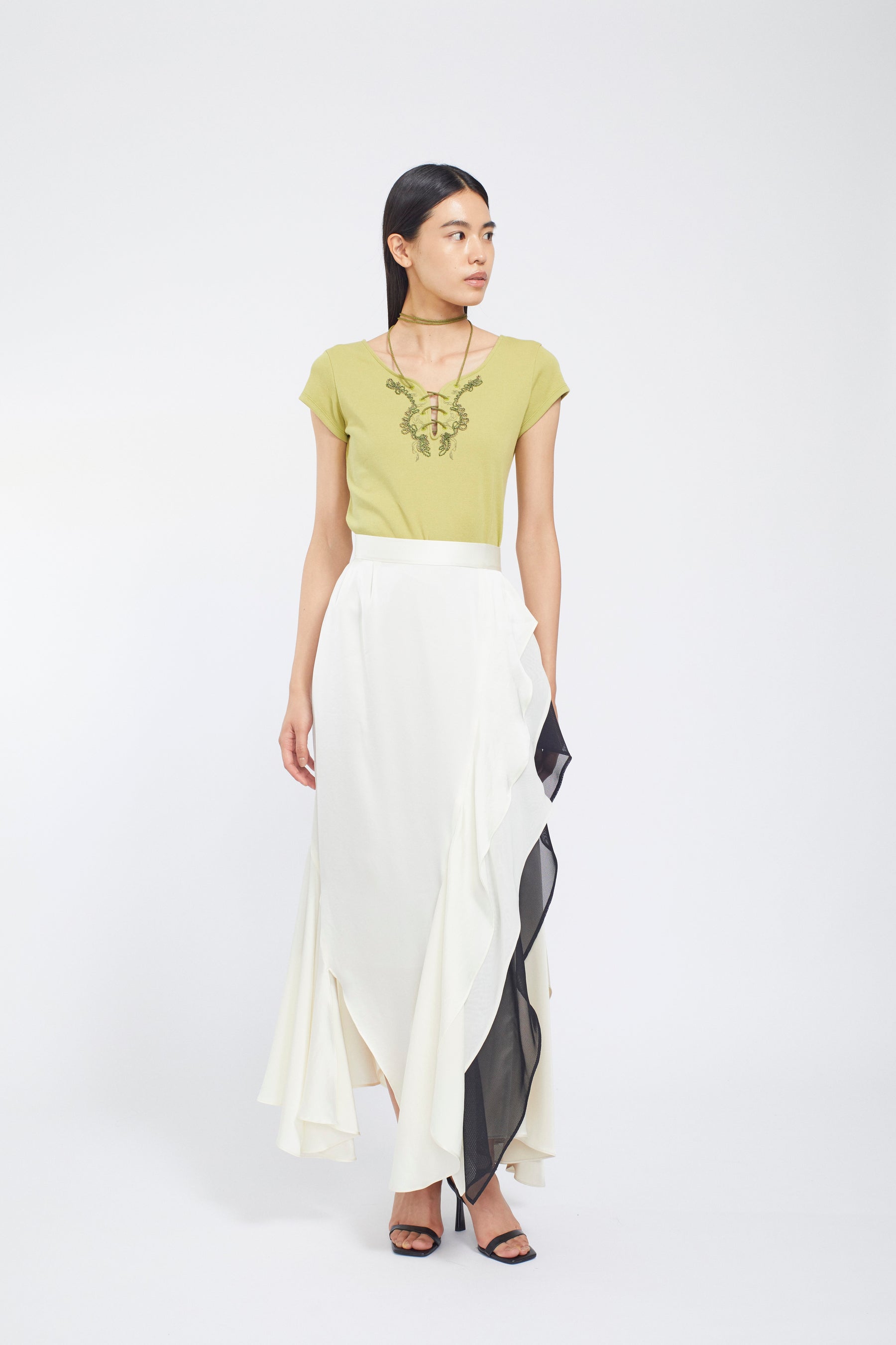 Cascade satin skirt (Ivory)