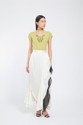 Cascade satin skirt (Ivory)