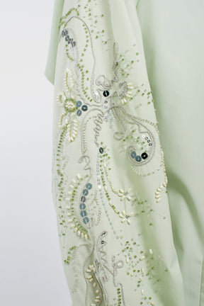 Droplet flower embroidered shirt (Light green)