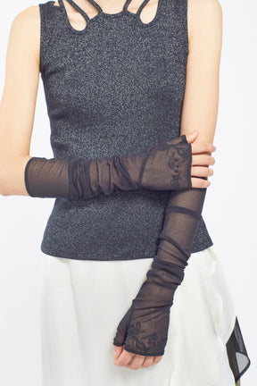 Embroidered mesh gloves (Black)