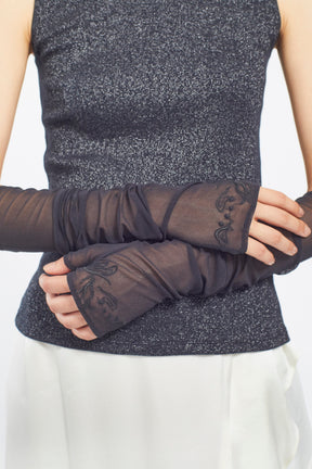 Embroidered mesh gloves (Black)