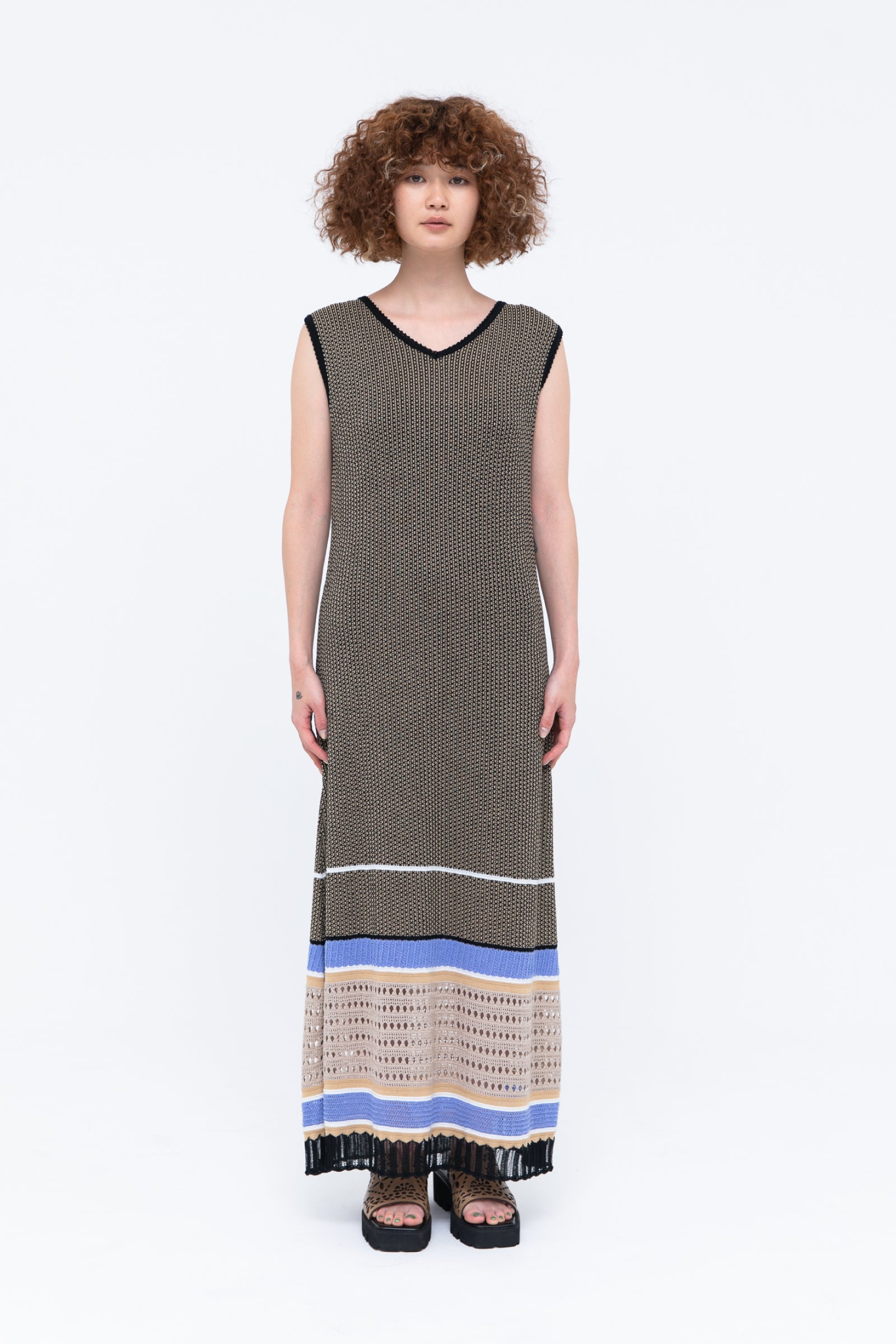 Millefeuille  knit dress (Beige)