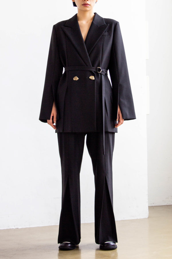 MURRAL Tucked flare trousers (Black)