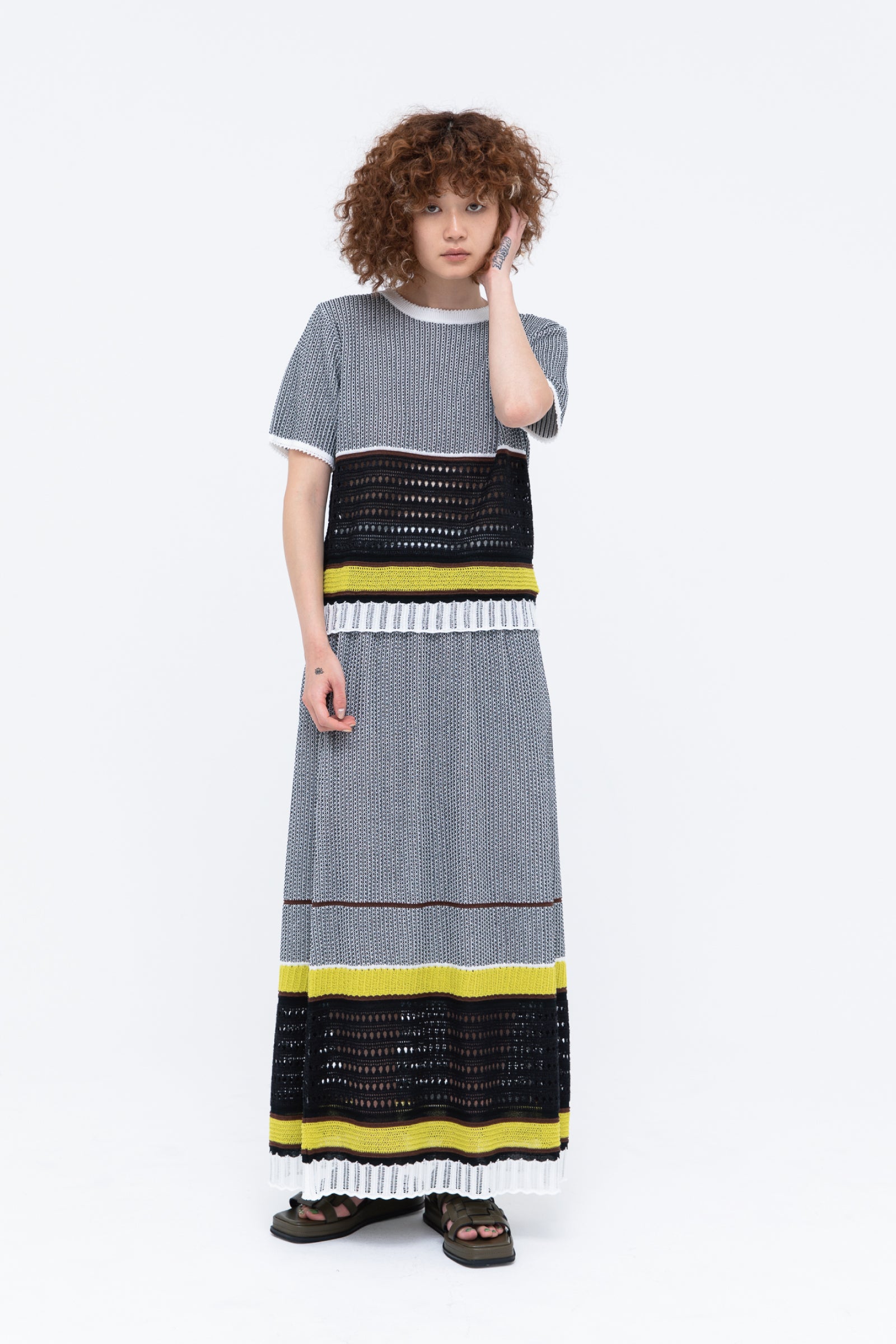 Millefeuille knit skirt (Black)