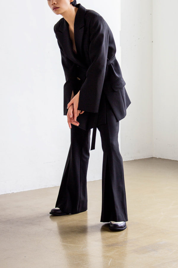 MURRAL Tucked flare trousers (Black)