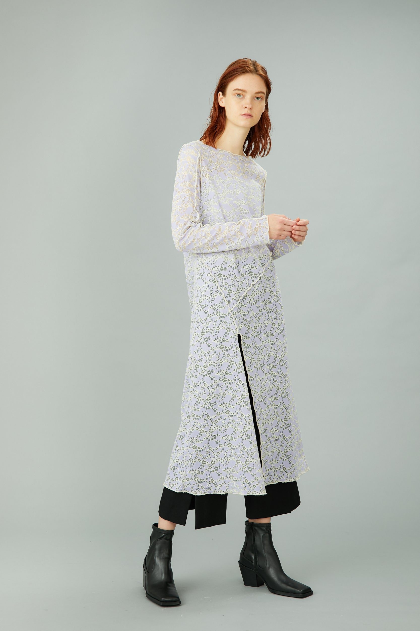 Long stretch lace dress (Purple)