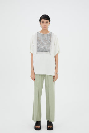 tucked flare trousers (light green)