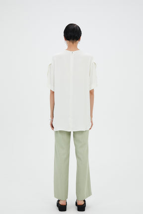 tucked flare trousers (light green)