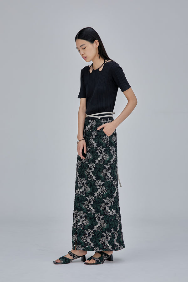 MURRAL Quartz embroidery skirt (Black)