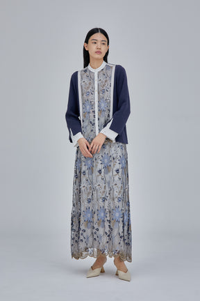 Everlasting embroidery lace skirt (Blue)