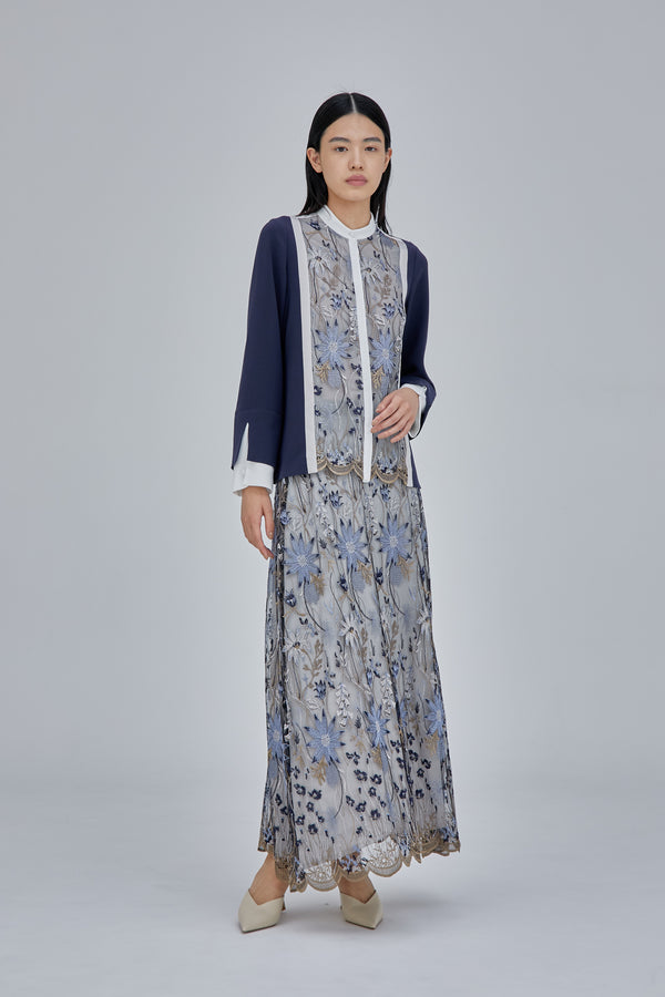 MURRAL Framed flower blouse (Navy)