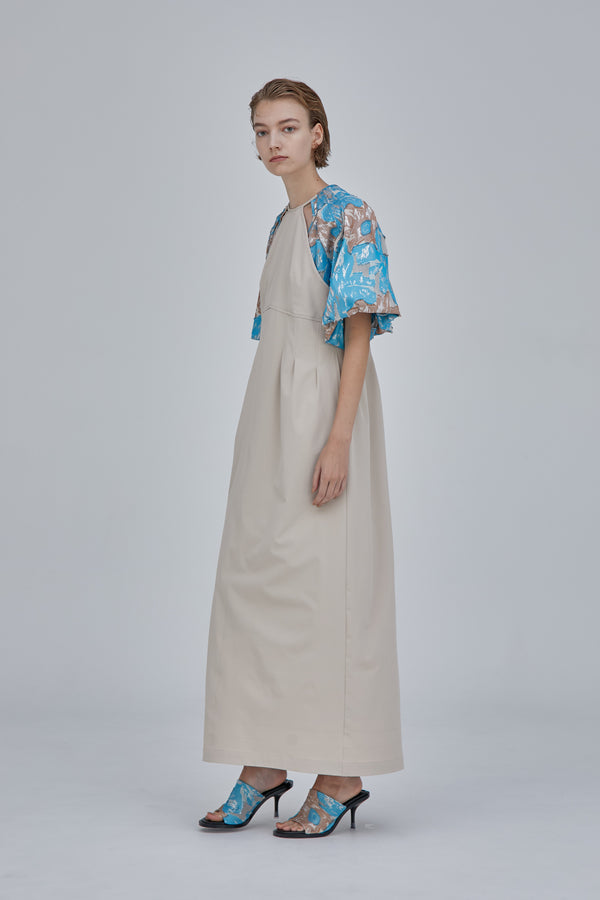 MURRAL Flower quartz jacquard sleeve dress (Ecru)