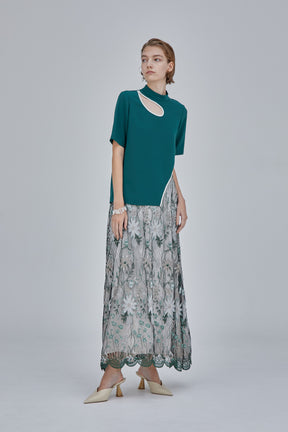 Everlasting embroidery lace skirt (Green)