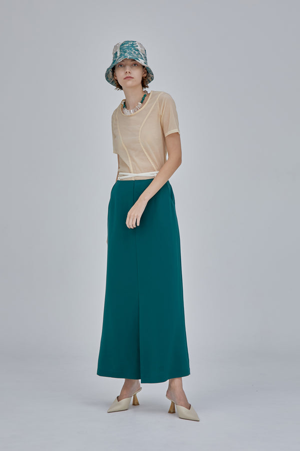 MURRAL Translucent short sleeve top (Beige)