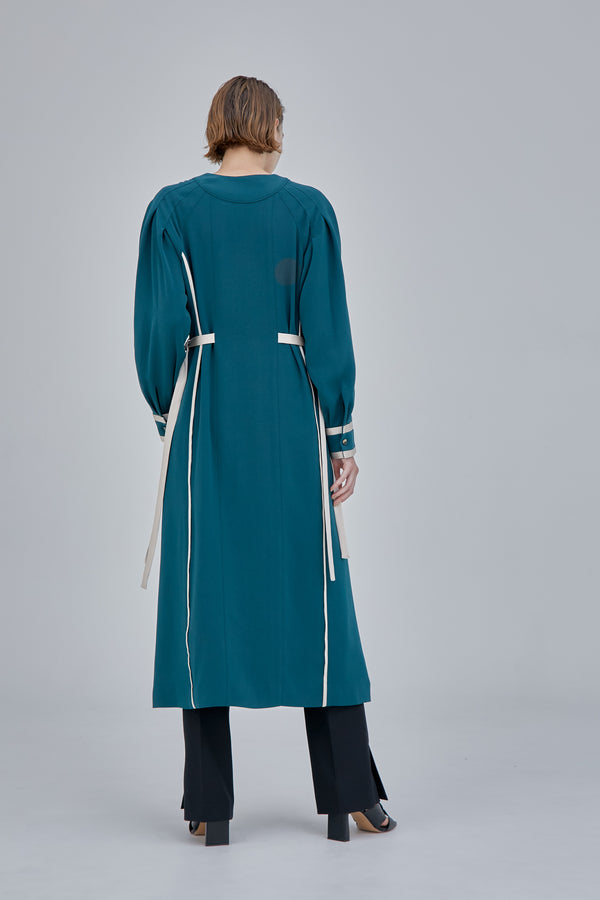 MURRAL Framed flower open long dress (Green)
