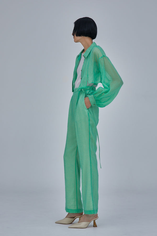 MURRAL Fluffy jacquard shirt (Light green)