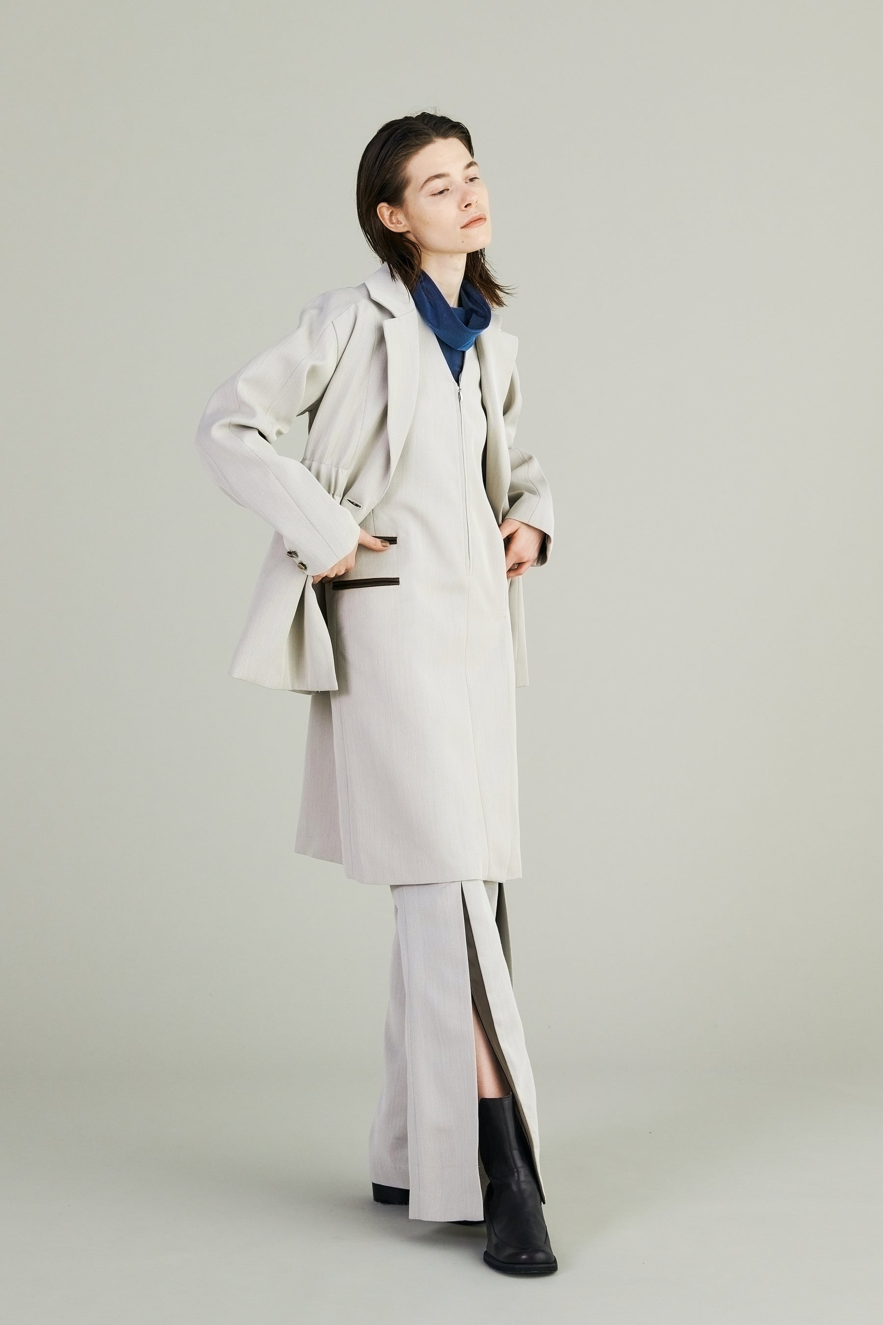 Chambray curvy jacket (Ice gray)