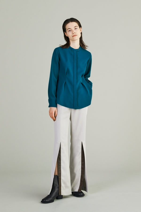 MURRAL Tucked flare shirt (Emerald green)