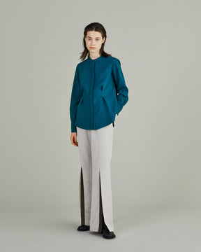 Tucked flare shirt (Emerald green)