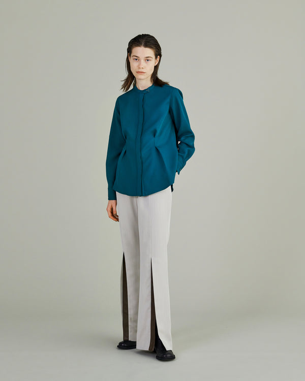 MURRAL Tucked flare shirt (Emerald green)