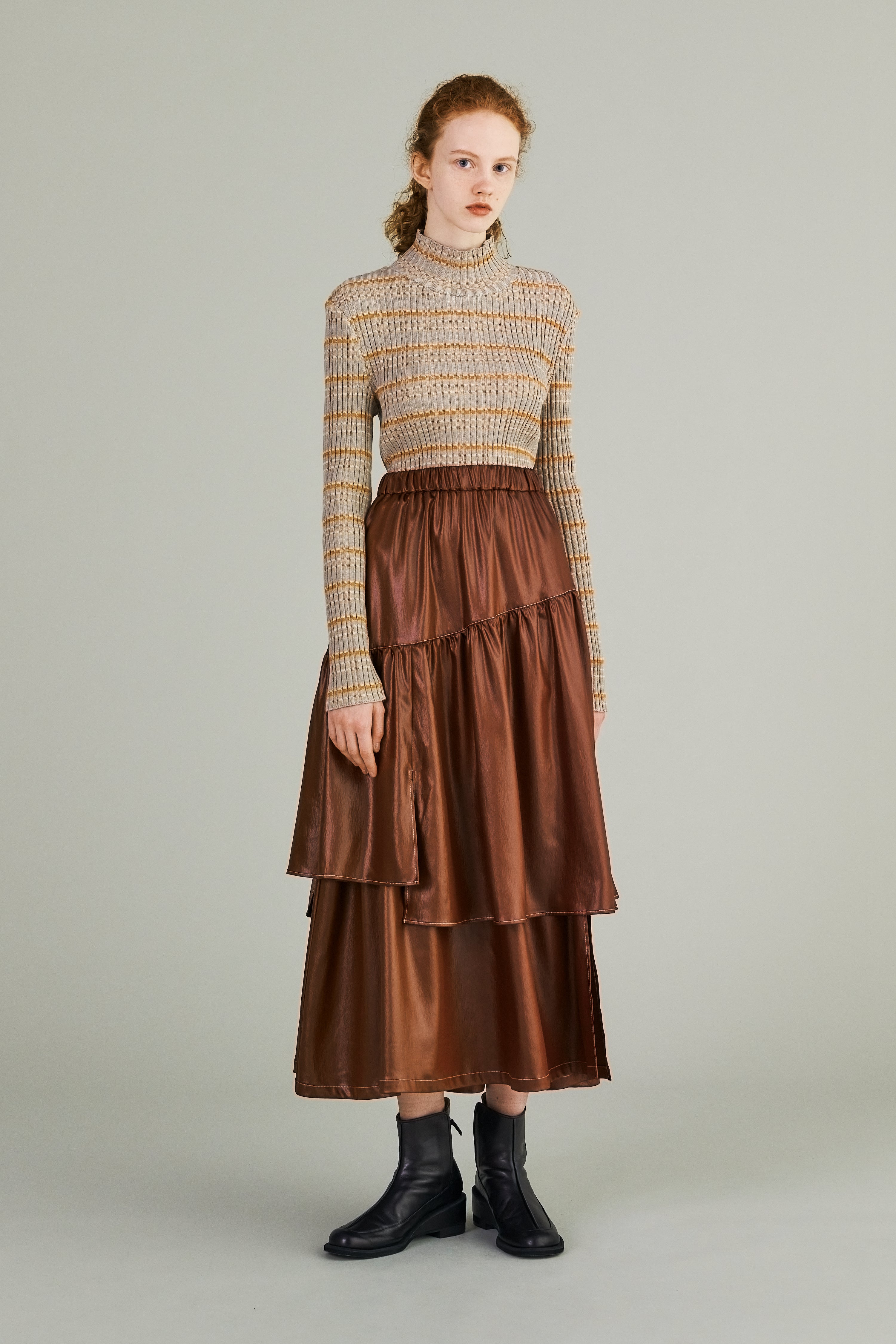 Flow tiered skirt (Russet brown)