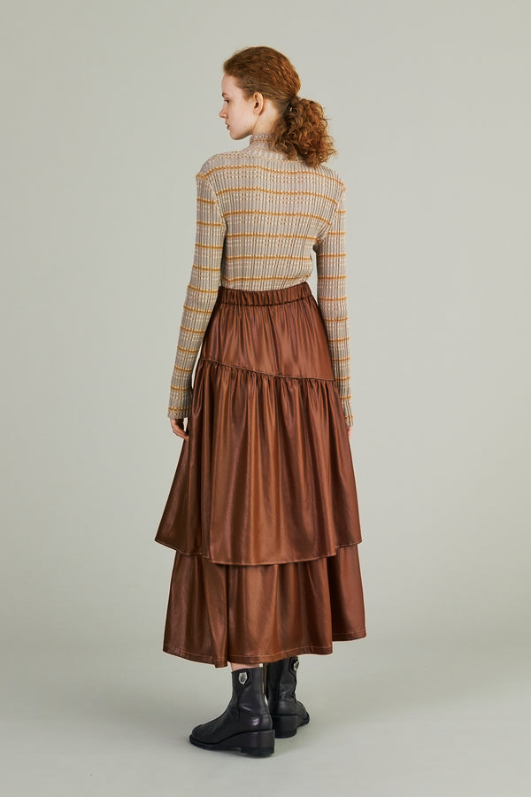 MURRAL Flow tiered skirt (Russet brown)