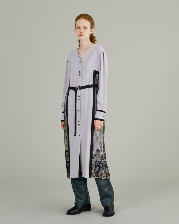 MURRAL Framed flower open long dress (Gray)