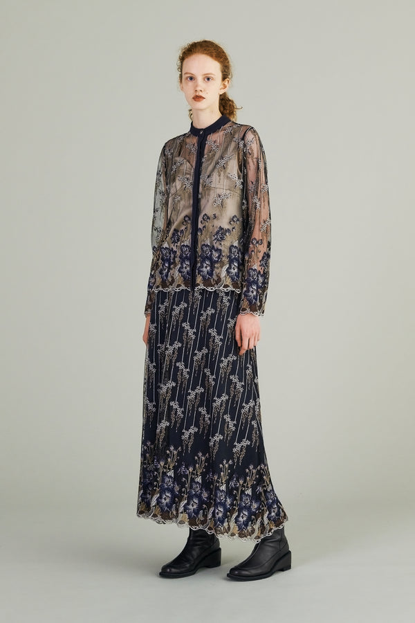 MURRAL Everlasting embroidery lace skirt (Navy)