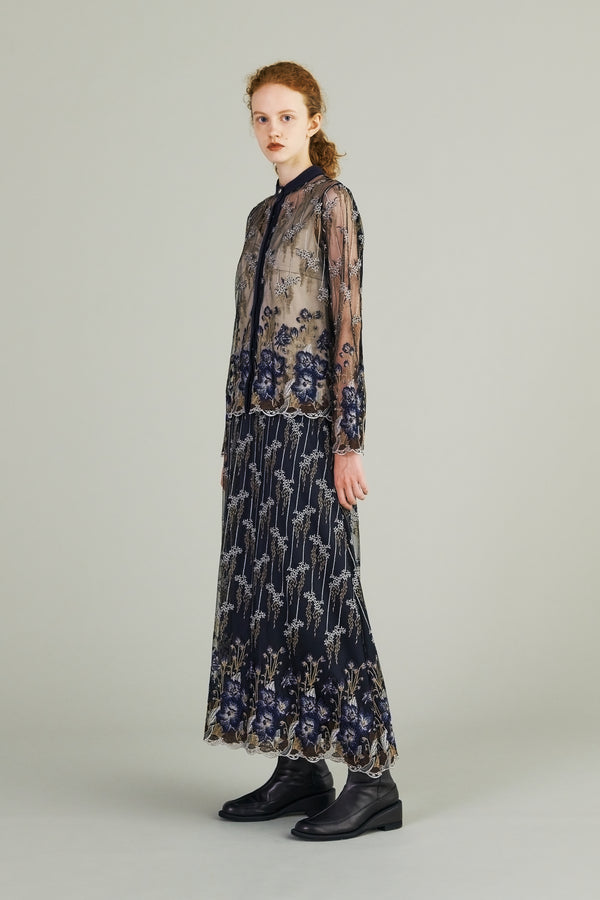 MURRAL Everlasting embroidery lace skirt (Navy)