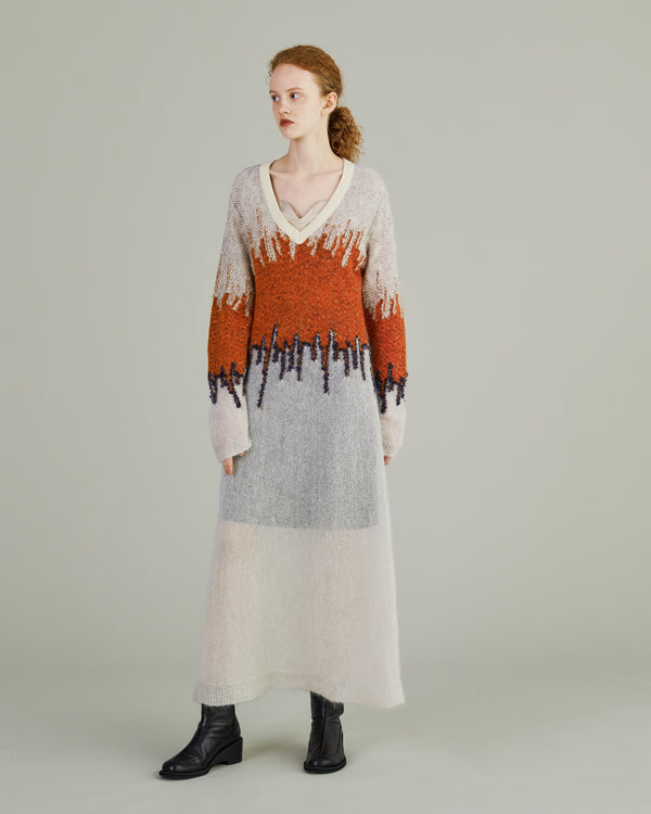 MURRAL Water mirror knit dress (Light gray)
