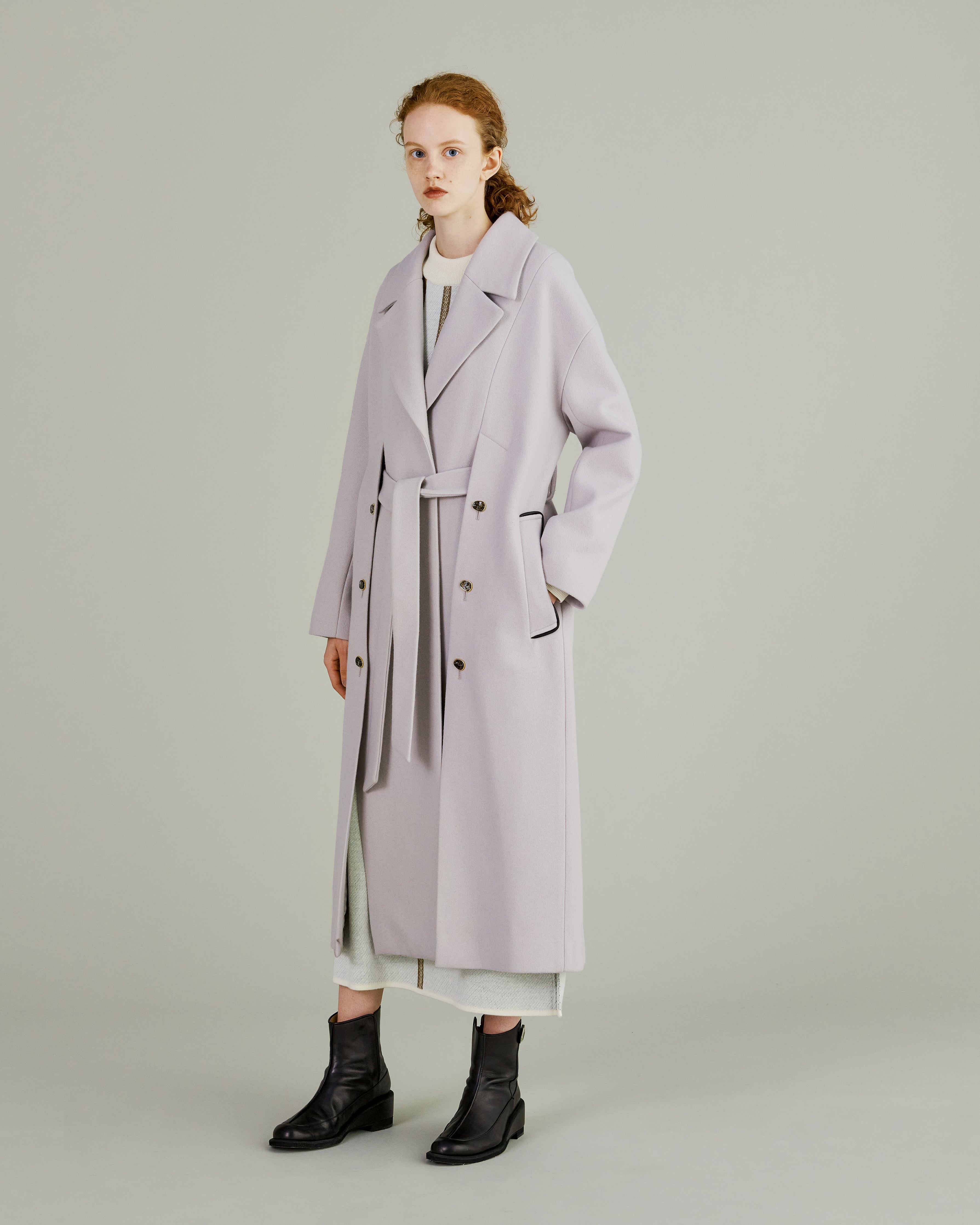 Wool long slitted coat (Gray) – MURRAL