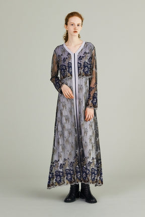 Everlasting embroidery lace dress (Navy)