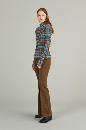 Tucked flare denim (Brown)