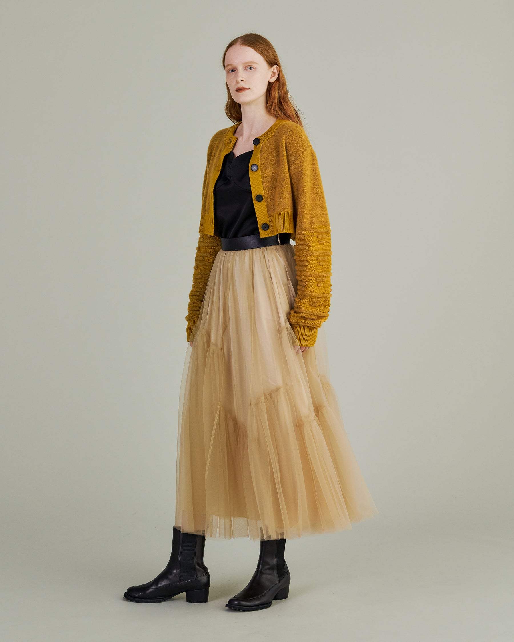 Sway knit short cardigan (Ginkgo)