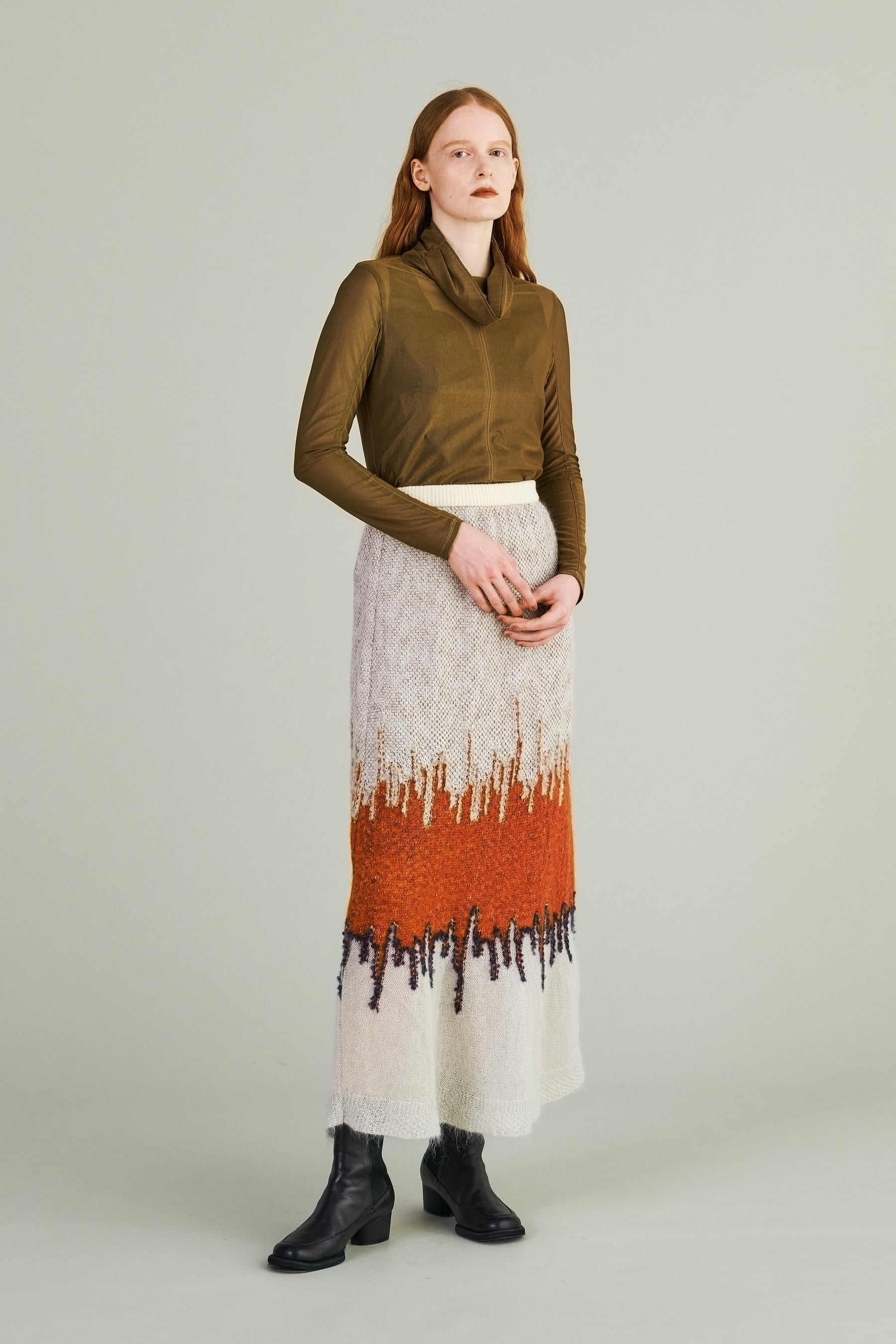 Water mirror knit skirt (Light gray)